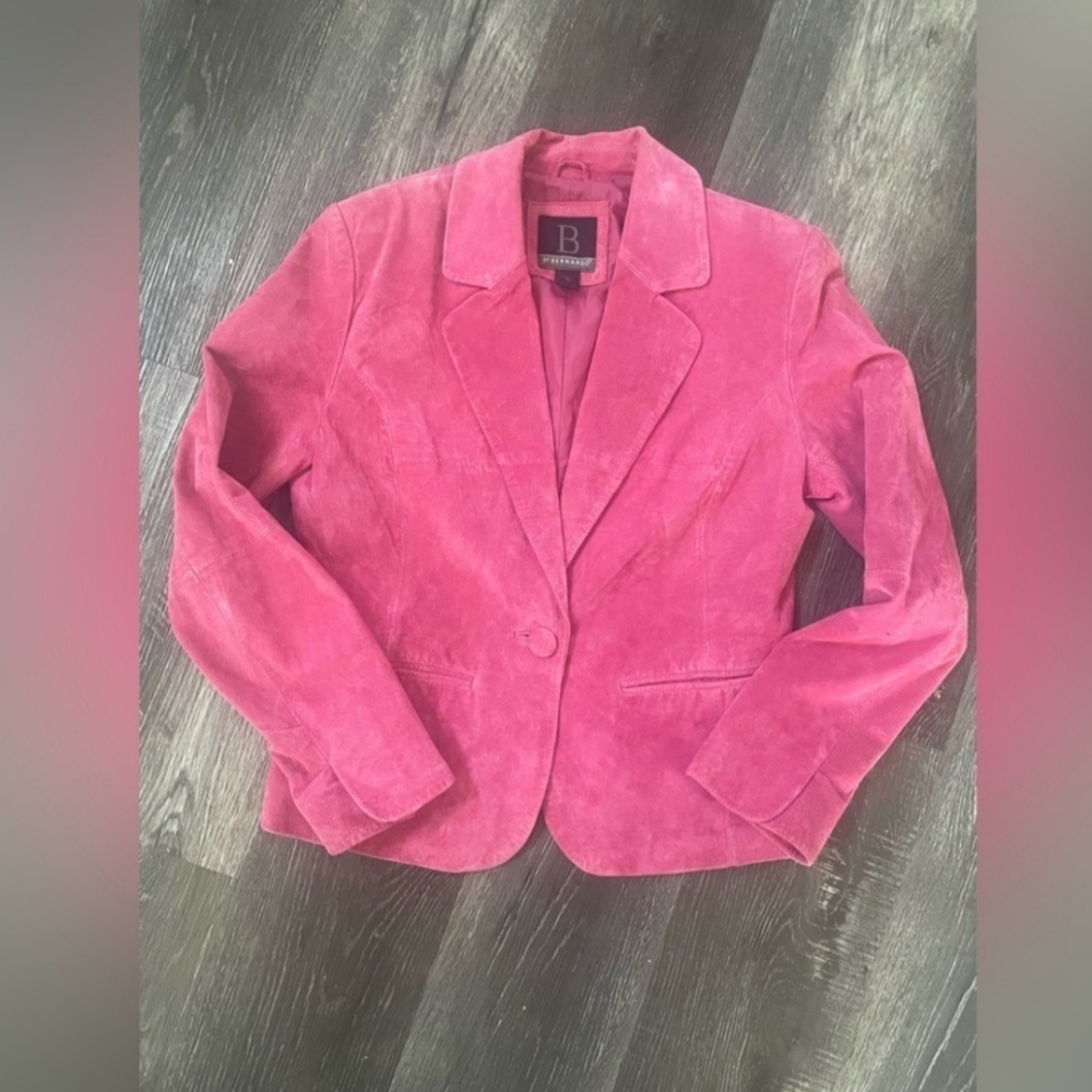 Vintage Genuine Leather Bubblegum Pink Suede Barbie Blazer Size M​​​​​